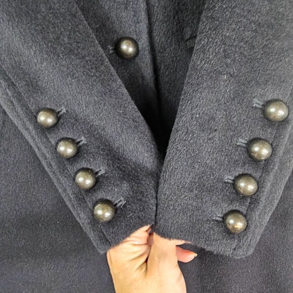 Peruvian Connection Mireille Baby Alpaca & Wool Maxi Coat 10 Black Quiet Luxury - Picture 5 of 14